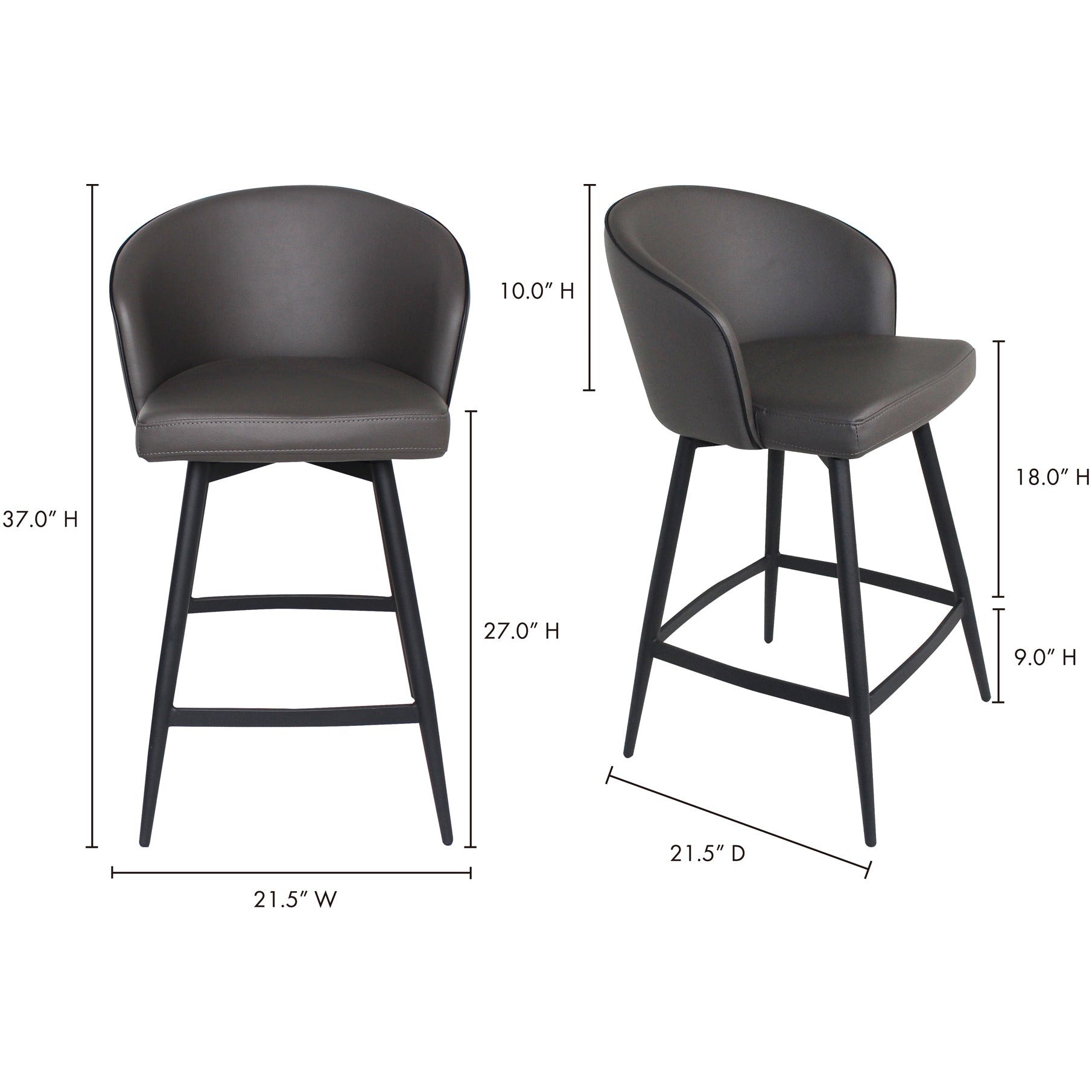 Tabouret de comptoir pivotant rembourré moderne avec dossier incurvé pour cuisine et salle à manger