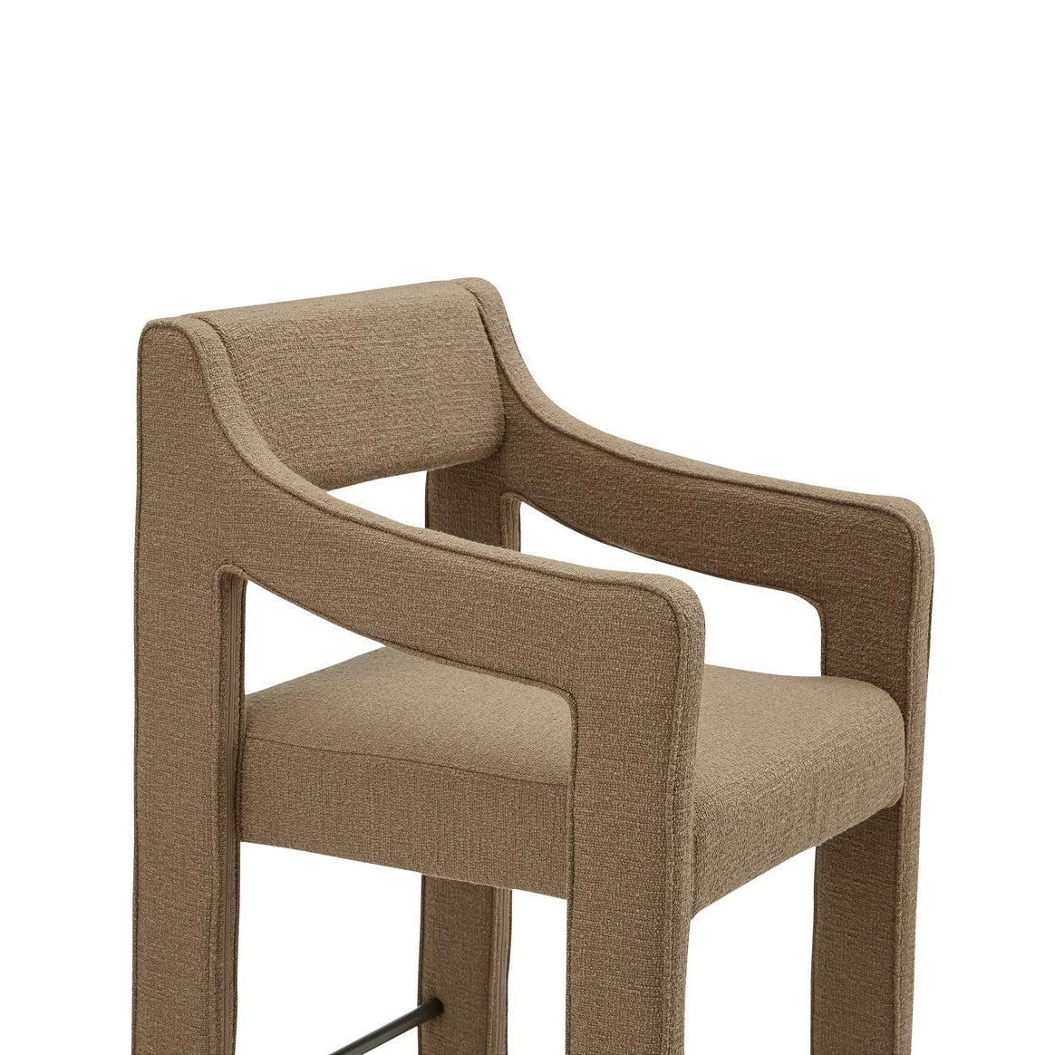 Tabouret de comptoir contemporain en tissu de performance rembourré avec accoudoirs passepoilés pour cuisine et salle à manger