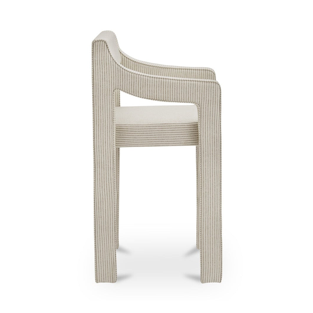Tabouret de comptoir contemporain en tissu de performance rembourré avec accoudoirs passepoilés pour cuisine et salle à manger