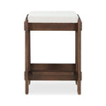 Tabouret de comptoir en frêne teinté noyer japonais et tissu avec détails d'assemblage artisanal pour cuisine et salle à manger
