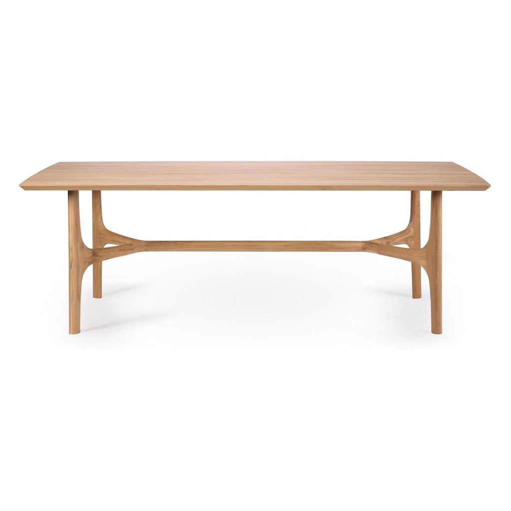 Table de salle à manger contemporaine en chêne massif avec pieds sculptés fluides
