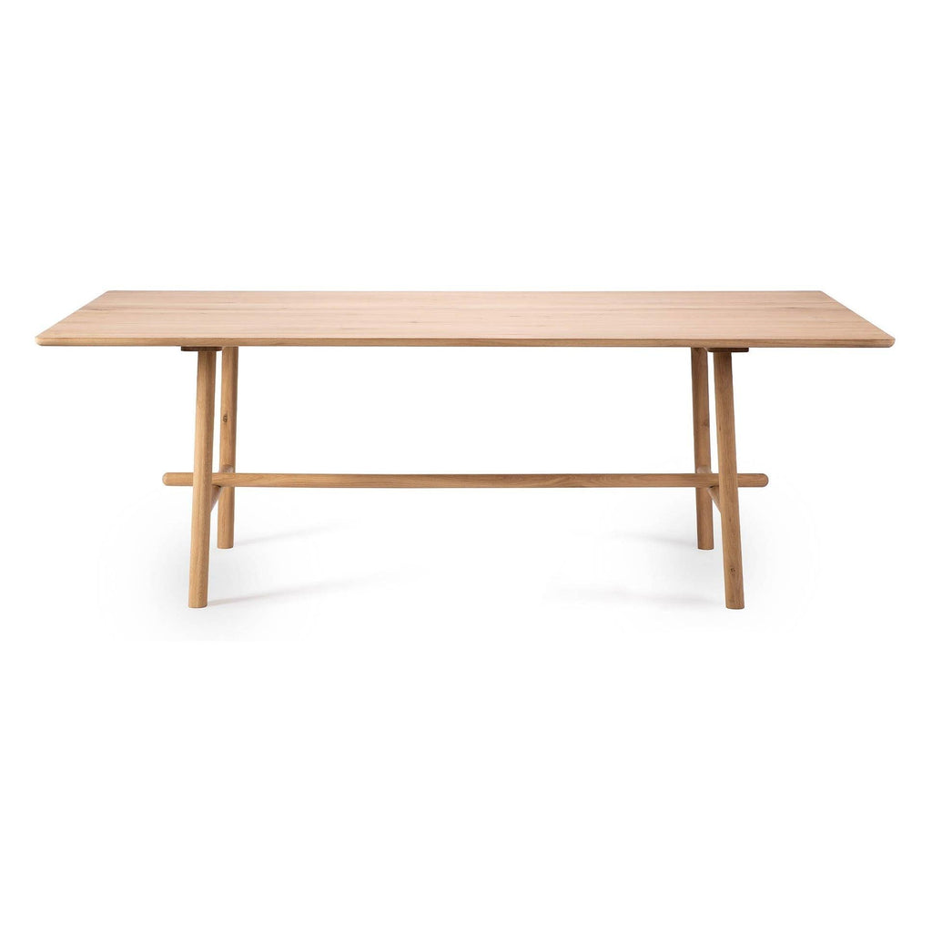 Table de salle à manger contemporaine en chêne avec piètement géométrique