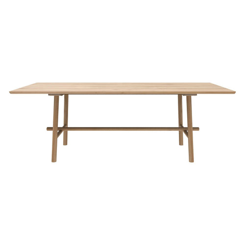 Table de salle à manger contemporaine en chêne avec piètement géométrique