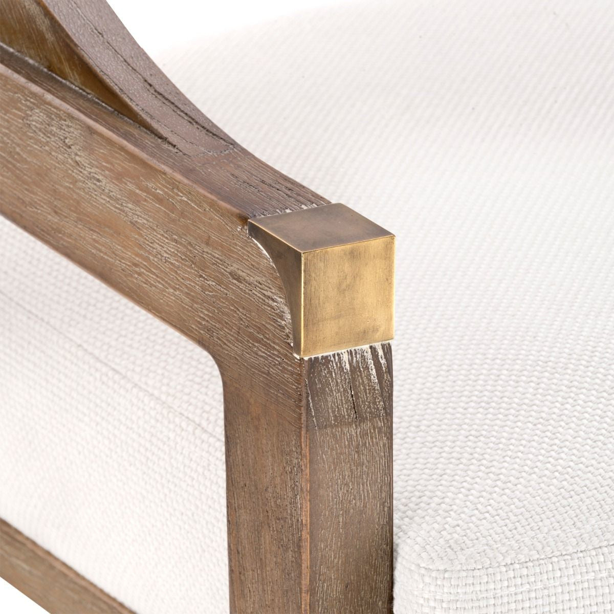 Tabouret de comptoir classique en acajou et rotin avec sabots en bronze et coussin en lin pour cuisine et salle à manger