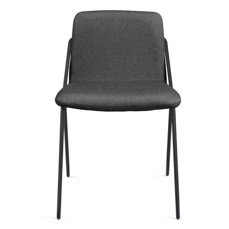 Chaise de salle à manger moderne capitonnée en tissu avec support de pieds arrière incliné pour salle à manger