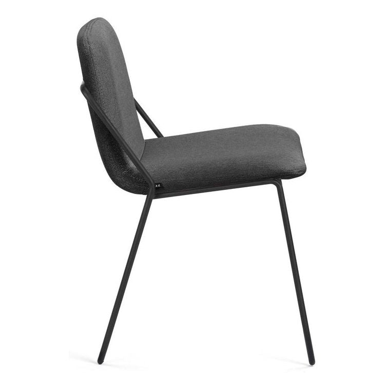 Chaise de salle à manger moderne capitonnée en tissu avec support de pieds arrière incliné pour salle à manger