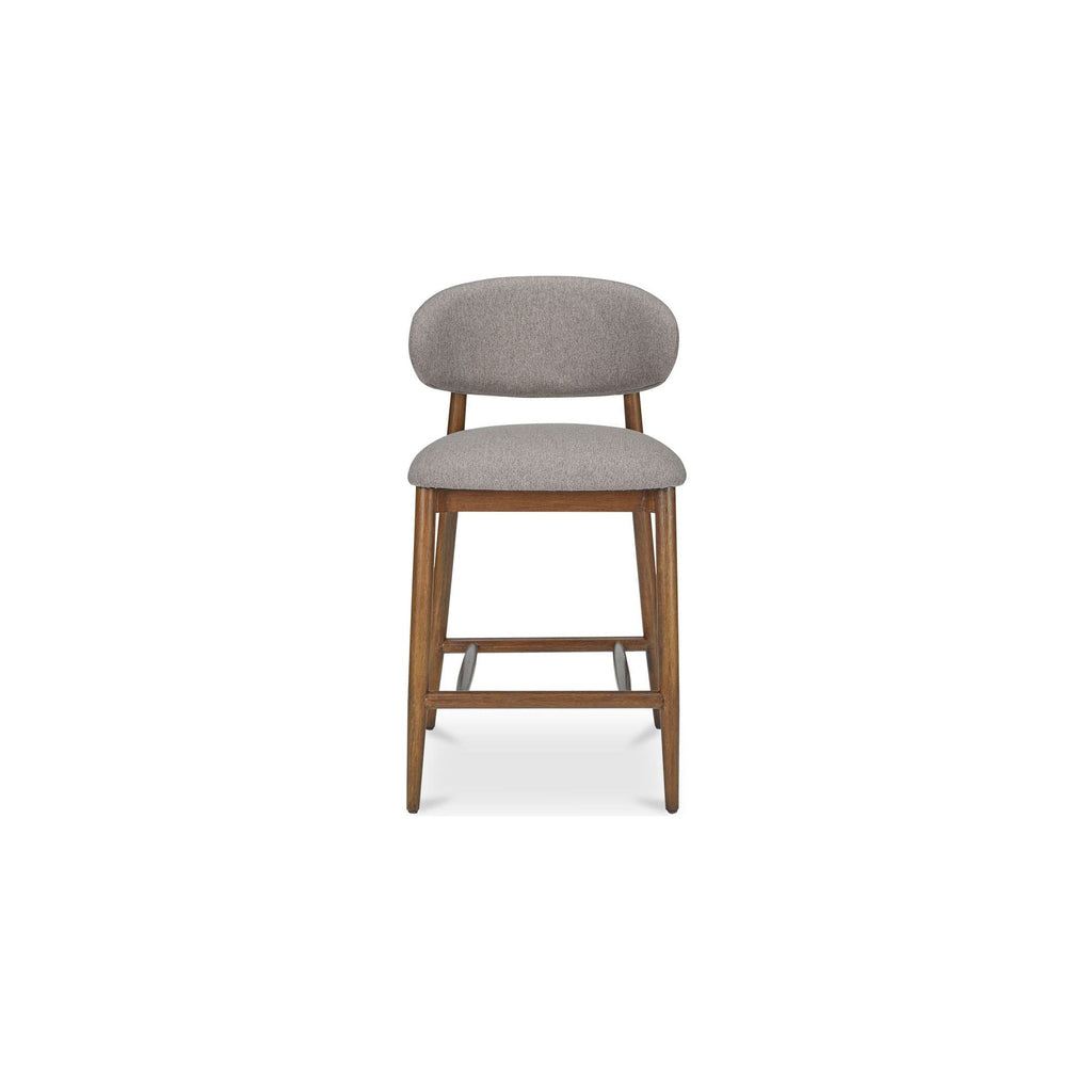 Tabouret de comptoir mi-siècle en bois d'hévéa et tissu haute performance, avec dossier ailé, pour cuisine et salle à manger