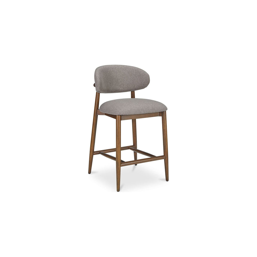 Tabouret de comptoir mi-siècle en bois d'hévéa et tissu haute performance, avec dossier ailé, pour cuisine et salle à manger