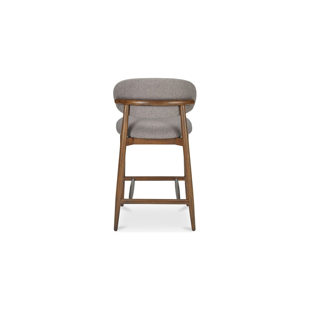 Tabouret de comptoir mi-siècle en bois d'hévéa et tissu haute performance, avec dossier ailé, pour cuisine et salle à manger