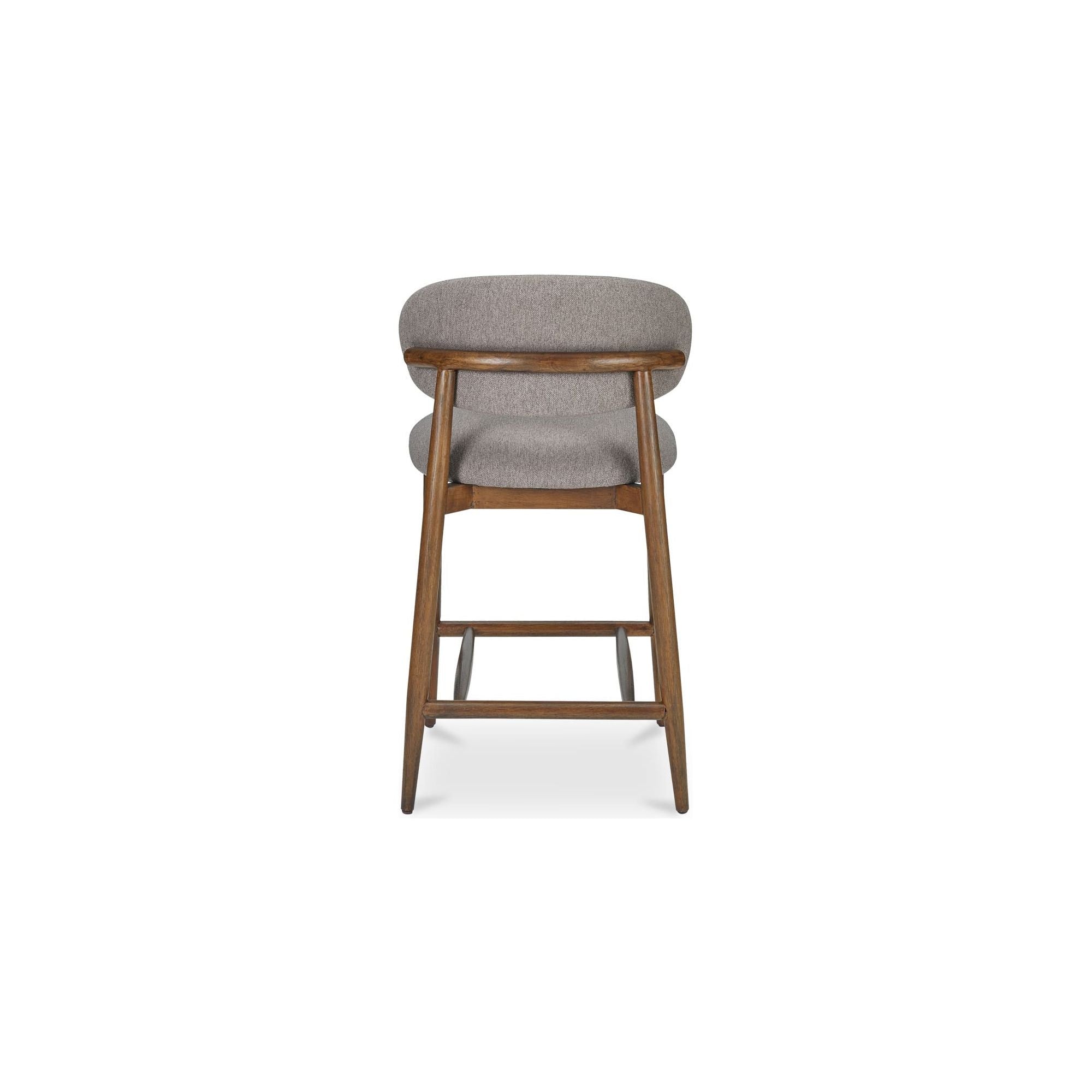 Tabouret de comptoir mi-siècle en bois d'hévéa et tissu haute performance, avec dossier ailé, pour cuisine et salle à manger