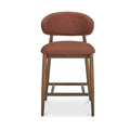 Tabouret de comptoir mi-siècle en bois d'hévéa et tissu haute performance, avec dossier ailé, pour cuisine et salle à manger