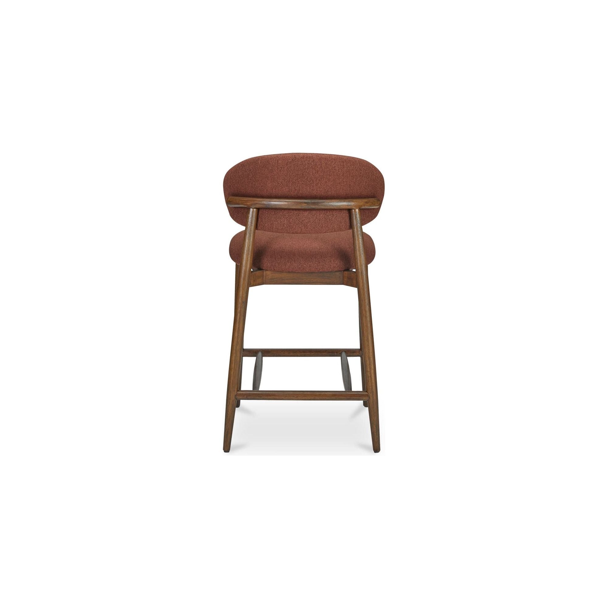 Tabouret de comptoir mi-siècle en bois d'hévéa et tissu haute performance, avec dossier ailé, pour cuisine et salle à manger