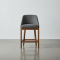 Tabouret de comptoir traditionnel en chêne massif et tissu haute performance avec dossier rembourré incurvé pour cuisine et salle à manger