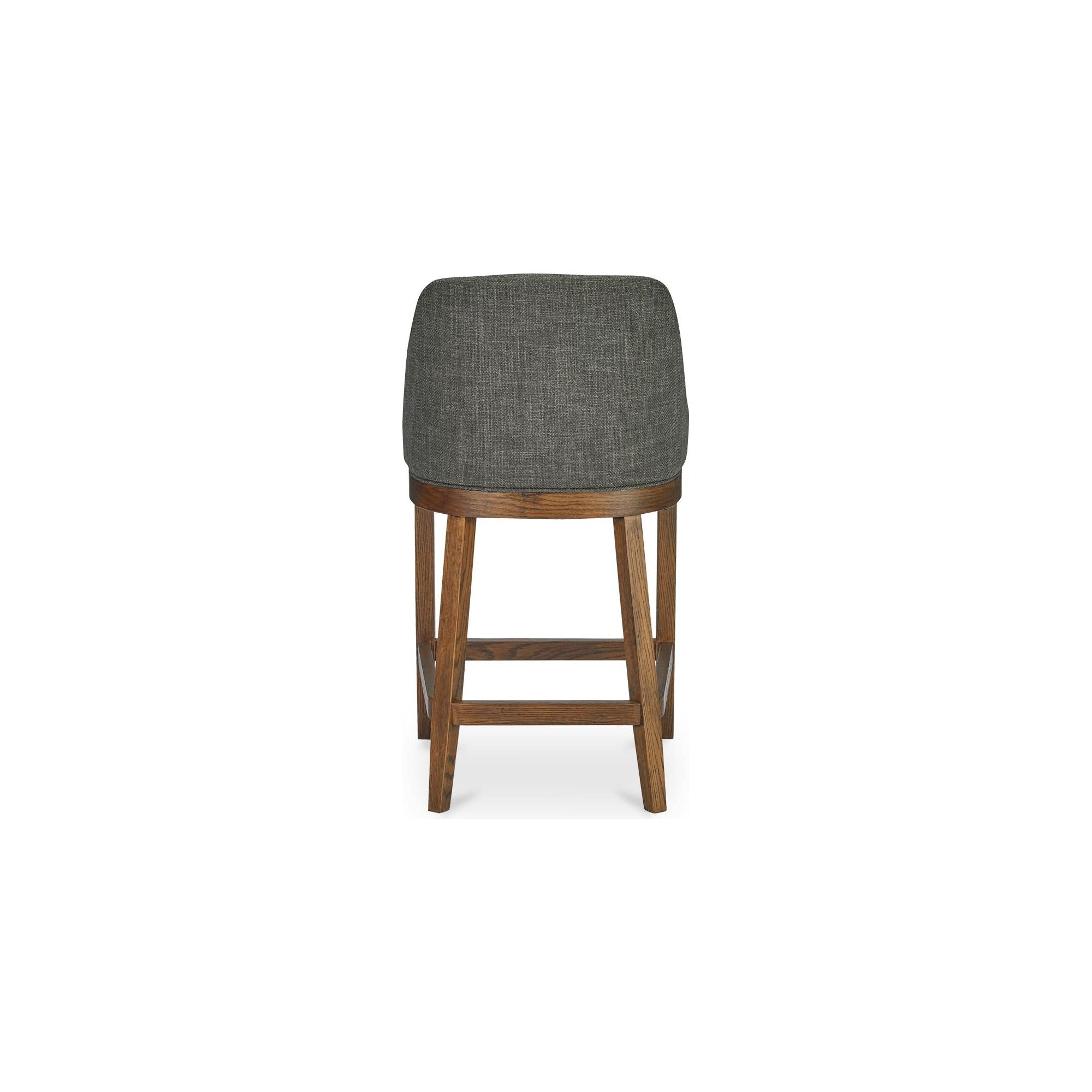 Tabouret de comptoir traditionnel en chêne massif et tissu haute performance avec dossier rembourré incurvé pour cuisine et salle à manger