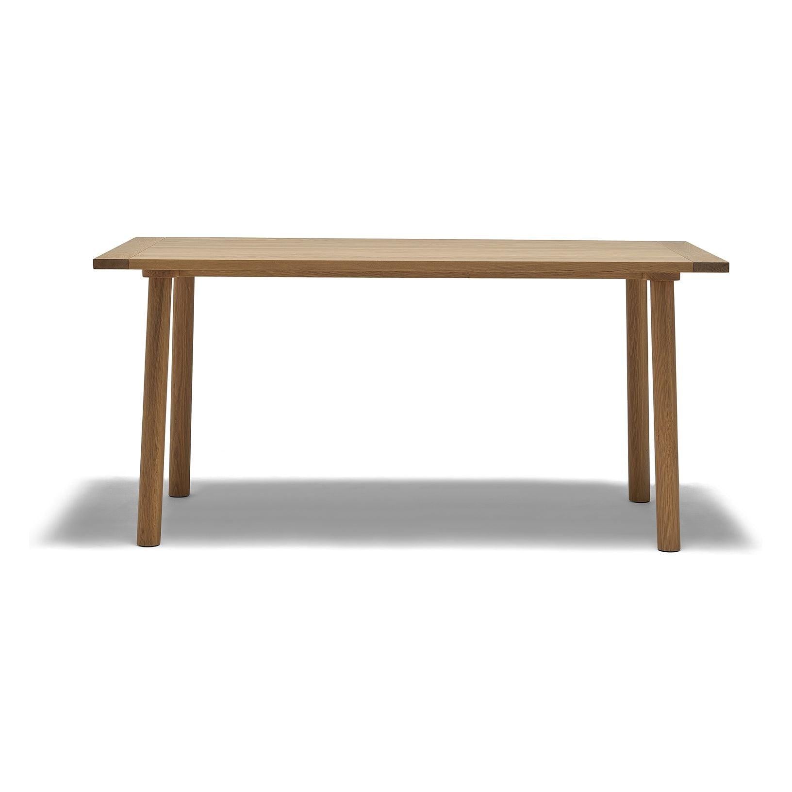 Table à manger rectangulaire minimaliste en chêne massif blanc avec fente centrale pour salle à manger