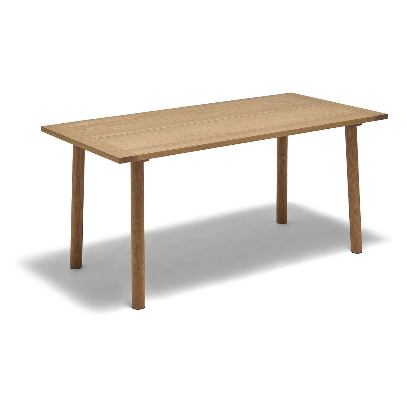 Table à manger rectangulaire minimaliste en chêne massif blanc avec fente centrale pour salle à manger