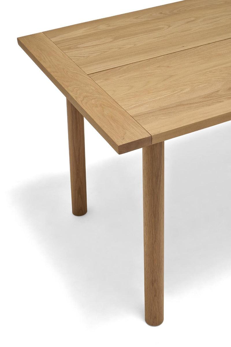 Table à manger rectangulaire minimaliste en chêne massif blanc avec fente centrale pour salle à manger