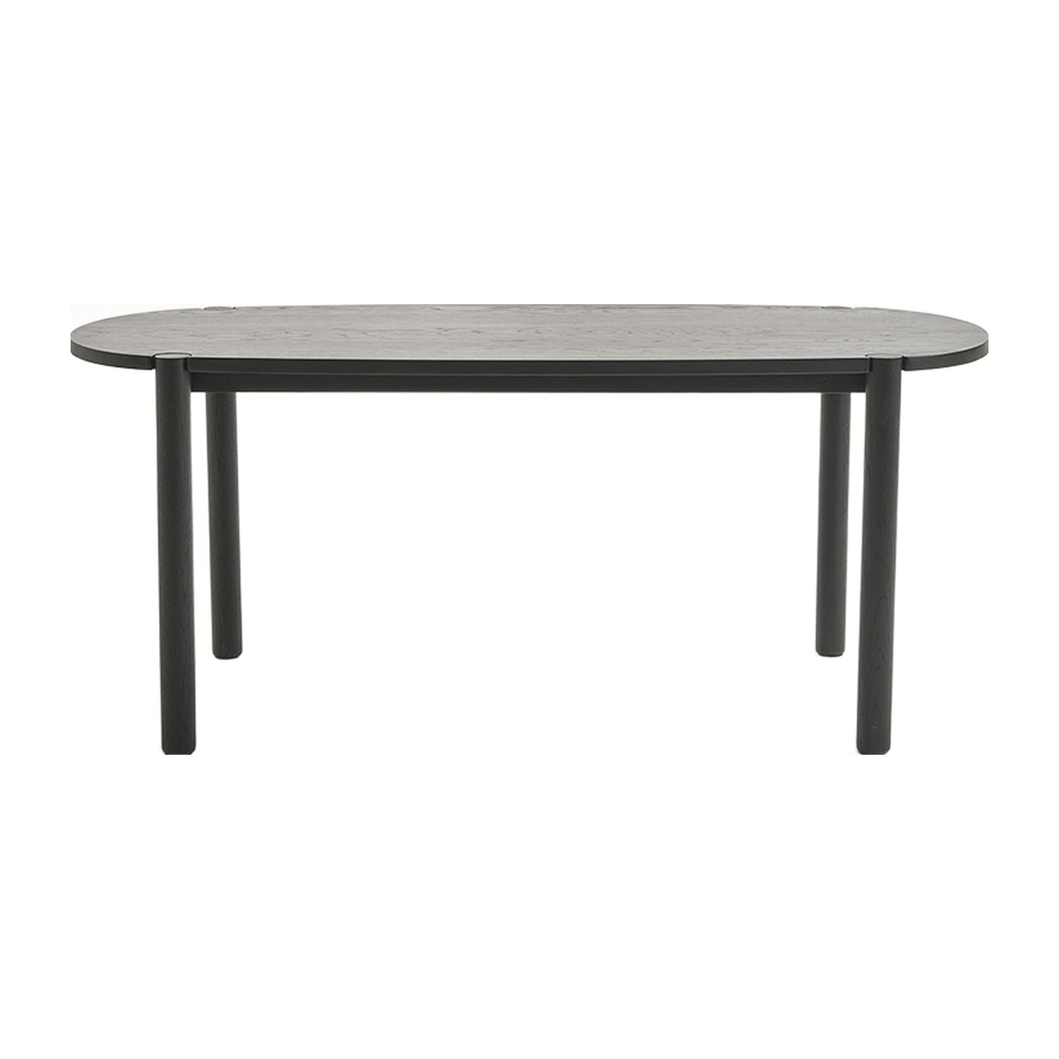 Table à manger ovale en chêne organique avec bords arrondis et pieds fuselés pour salle à manger