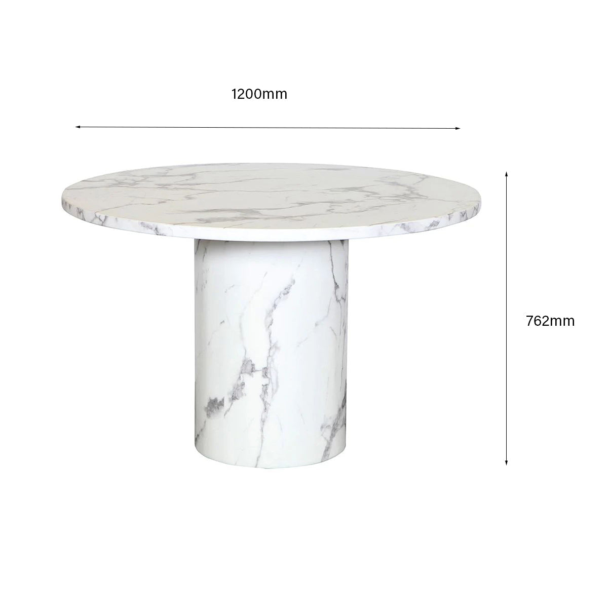 Table à manger rectangulaire en marbre de luxe avec piétement cylindrique pour salle à manger
