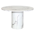 Table à manger rectangulaire en marbre de luxe avec piétement cylindrique pour salle à manger