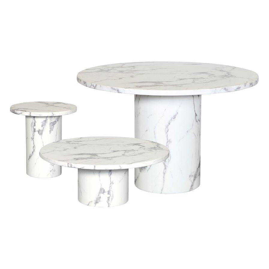 Table à manger rectangulaire en marbre de luxe avec piétement cylindrique pour salle à manger