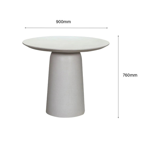 Table à manger ronde contemporaine en béton avec finition ivoire naturel pour l'intérieur et l'extérieur