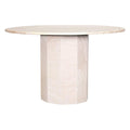 Table à manger Statement Stone Drum avec plateau en travertin ou en marbre pour salle à manger